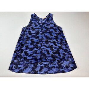 Rebecca Taylor Blue Printed 100% Silk Sleeveless Blouse Size 6 (S372)